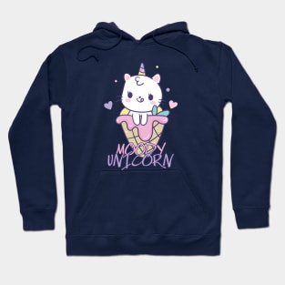 Moody unicorn - Cute little unicorn in an ice cream you and your kids would love! - Available in stickers, clothing, etc Hoodie